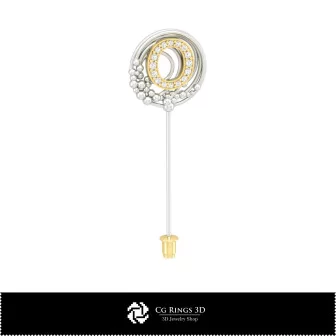 Broche 3D avec lettre O Home, bijouterie CAD 3D, broches CAD 3D, épingle-broche 3D