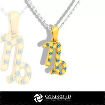 Capricorn Zodiac Children Pendant - 3D CAD Home, Jewelry 3D CAD, Pendants 3D CAD , 3D Zodiac Pendants, 3D Children Pendants