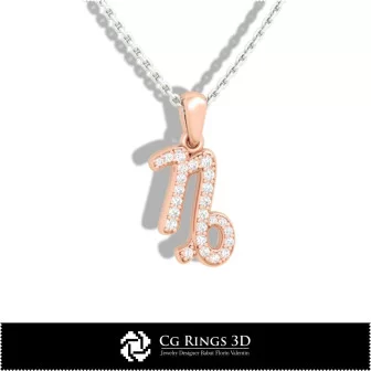 Capricorn Zodiac Children Pendant - 3D CAD Home, Jewelry 3D CAD, Pendants 3D CAD , 3D Zodiac Pendants, 3D Children Pendants