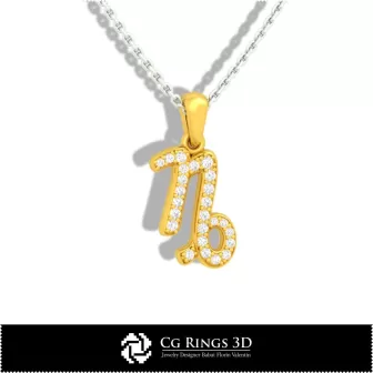 Colgante infantil de Capricornio - CAD 3D para hogar, CAD 3D de joyería, CAD 3D de colgantes, Colgantes zodiacales 3D,