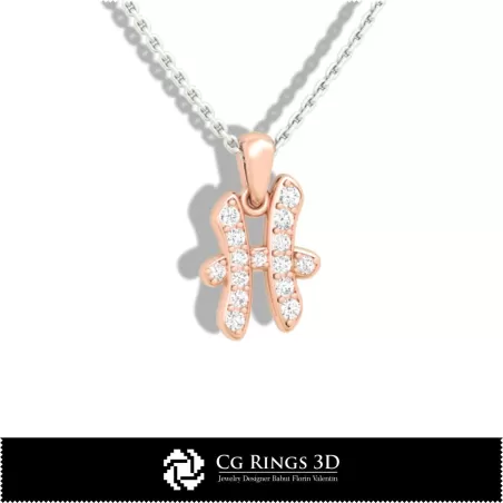 Pendentif zodiaque Poissons pour enfants - DAO 3D