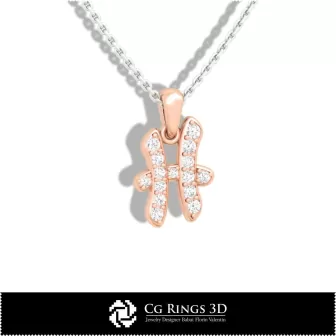 Colgante Infantil de Piscis - CAD 3D para el Hogar, CAD 3D de Joyería, CAD 3D de Colgantes, Colgantes Zodiacales 3D, Colgantes