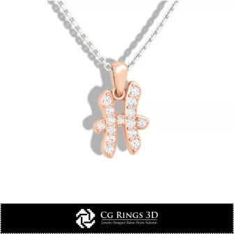 Pisces Zodiac Children Pendant - 3D CAD Home, Jewelry 3D CAD, Pendants 3D CAD , 3D Zodiac Pendants, 3D Children Pendants