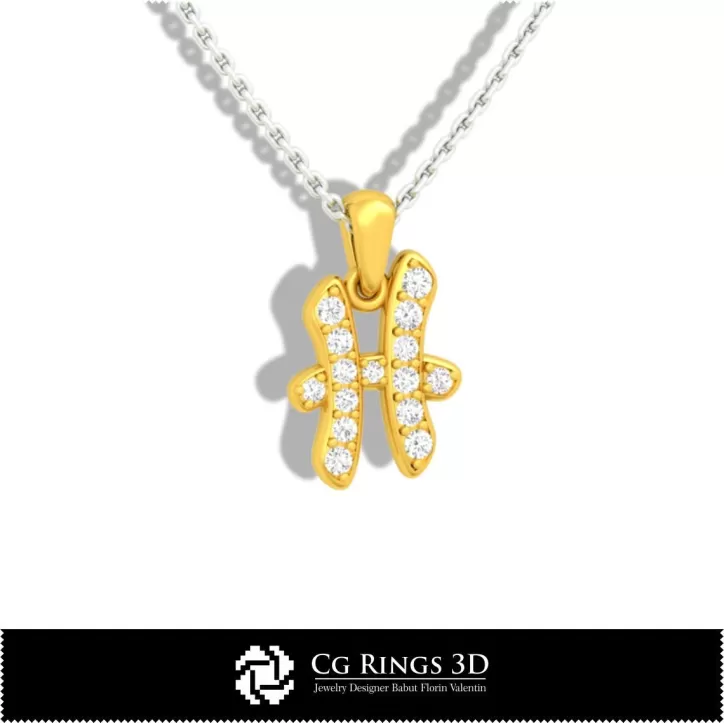 Pendente Zodiacale Pesci per Bambini - CAD 3D