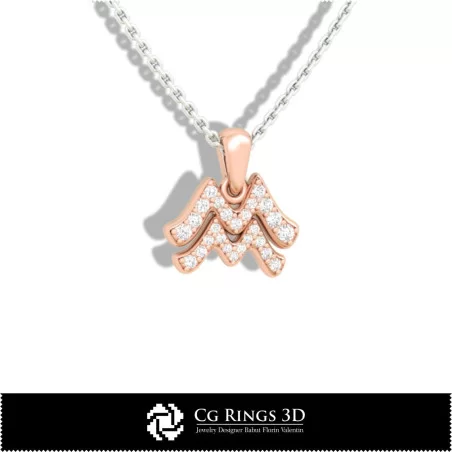 Aquarius Zodiac Children Pendant - 3D CAD