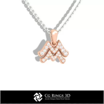 Aquarius Zodiac Children Pendant - 3D CAD Home, Jewelry 3D CAD, Pendants 3D CAD , 3D Zodiac Pendants, 3D Children Pendants