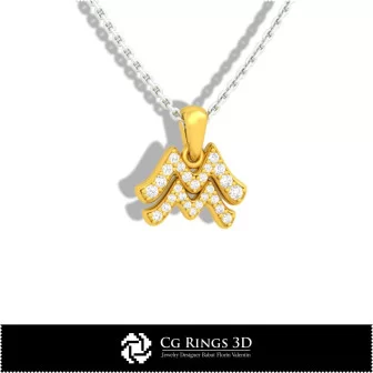 Aquarius Zodiac Children Pendant - 3D CAD Home, Bijoux 3D CAO, Pendentifs 3D CAO, Pendentifs du Zodiaque 3D, Pendentifs Enfants 