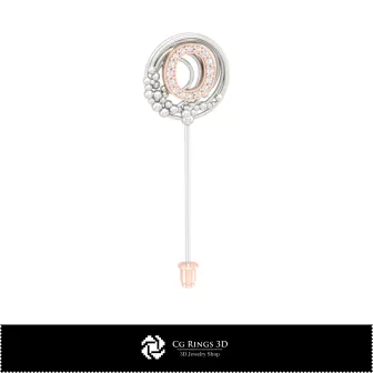 Broche 3D avec lettre O Home, bijouterie CAD 3D, broches CAD 3D, épingle-broche 3D