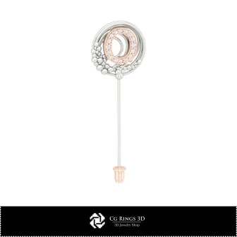 Broche 3D avec lettre O Home, bijouterie CAD 3D, broches CAD 3D, épingle-broche 3D