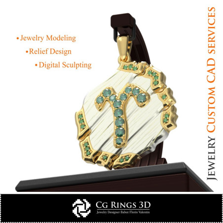 Pandativ Zodia Berbec - 3D CAD Home, Bijuterii 3D , Pandative 3D CAD, Bijuterii Vintage 3D CAD, Pandativ cu Zodii 3D, Bijuterii 