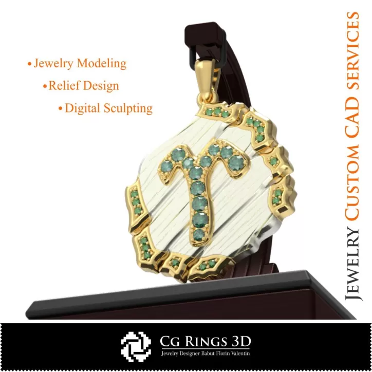 Ciondolo Zodiaco Ariete - CAD 3D