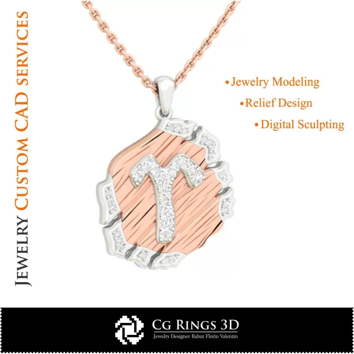 Ciondolo Zodiaco Ariete - CAD 3D