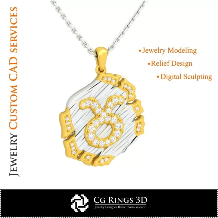 Pendentif Zodiaque Taureau - CAO 3D Pendentif Zodiaque Taureau - CAO 3D