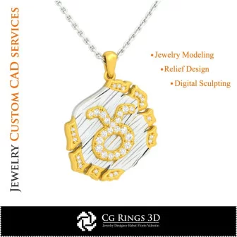 Taurus Zodiac Pendant - 3D CAD Home, Bijoux 3D CAO, Pendentifs 3D CAO, Bijoux Vintage 3D CAO, Pendentifs du Zodiaque 3D, Bijoux 