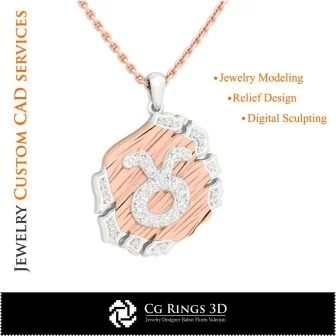 Taurus Zodiac Pendant - 3D CAD Home, Bijoux 3D CAO, Pendentifs 3D CAO, Bijoux Vintage 3D CAO, Pendentifs du Zodiaque 3D, Bijoux 