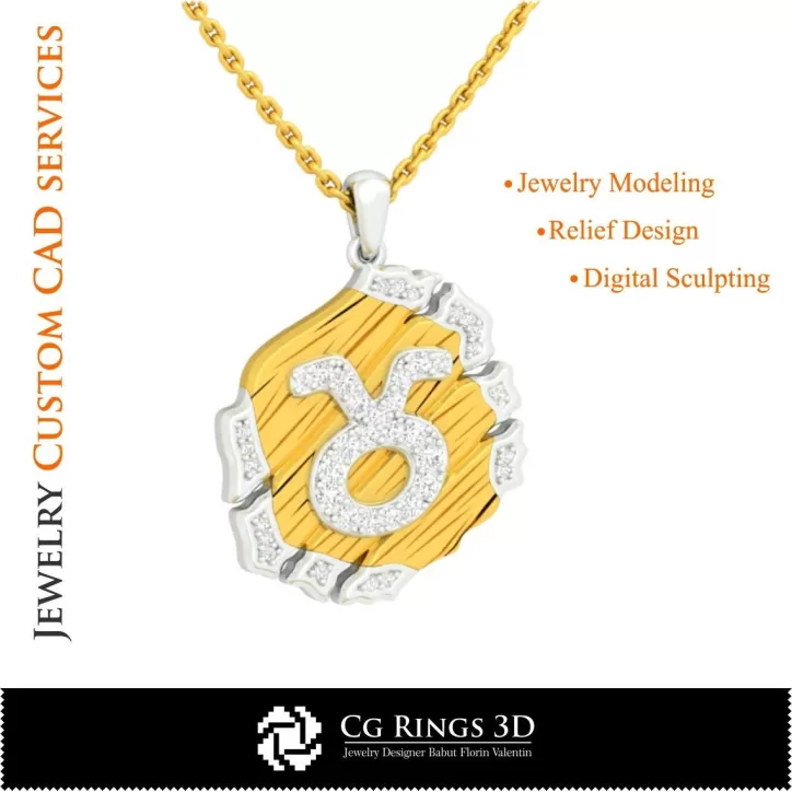 Pendentif Zodiaque Taureau - CAO 3D Pendentif Zodiaque Taureau - CAO 3D
