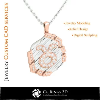 Taurus Zodiac Pendant - 3D CAD Home, Bijoux 3D CAO, Pendentifs 3D CAO, Bijoux Vintage 3D CAO, Pendentifs du Zodiaque 3D, Bijoux 