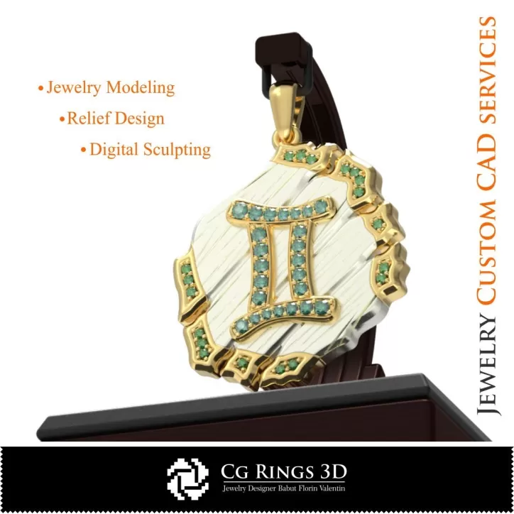 Colgante Zodíaco Géminis - CAD 3D