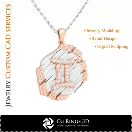 Colgante Zodíaco Géminis - CAD 3D