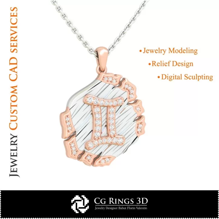 Colgante Zodíaco Géminis - CAD 3D