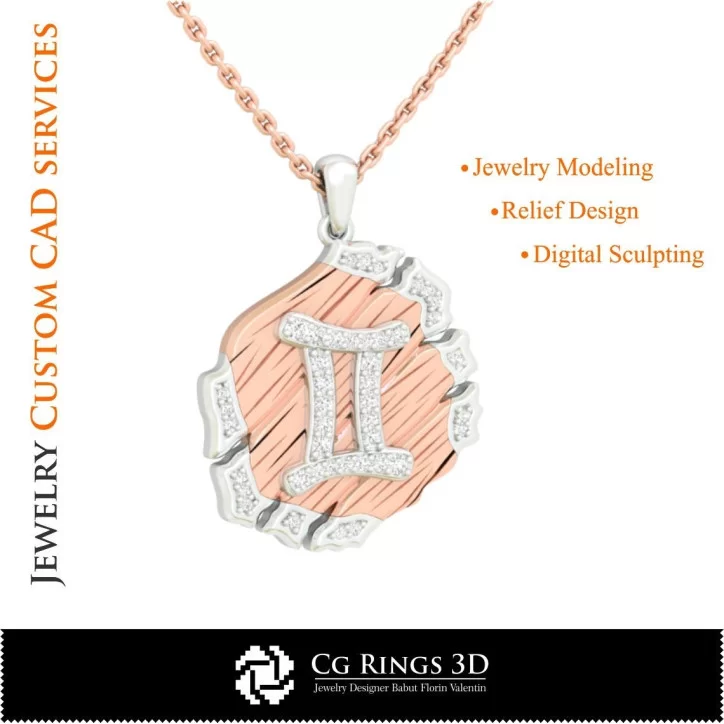 Gemini Zodiac Pendant - 3D CAD