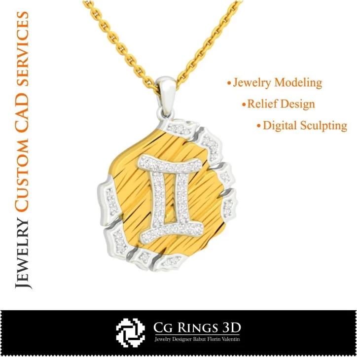 Gemini Zodiac Pendant - 3D CAD