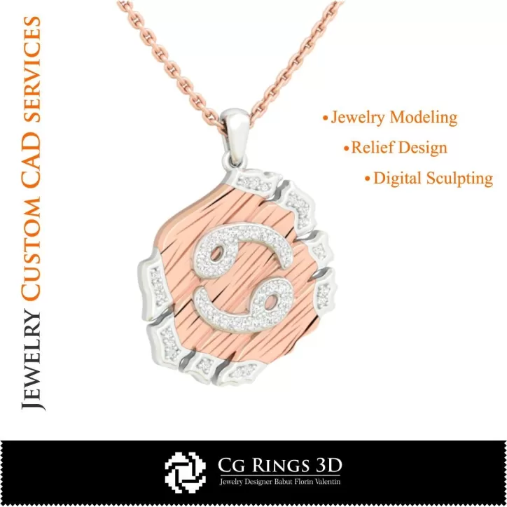 Ciondolo Zodiaco Cancro - CAD 3D Ciondolo Zodiaco Cancro - CAD 3D