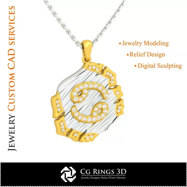 Ciondolo Zodiaco Cancro - CAD 3D Ciondolo Zodiaco Cancro - CAD 3D