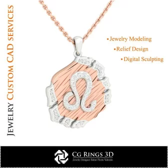 Leo Zodiac Pendant - 3D CAD Home, Bijoux 3D CAO, Pendentifs 3D CAO, Bijoux Vintage 3D CAO, Pendentifs du Zodiaque 3D, Bijoux Mod