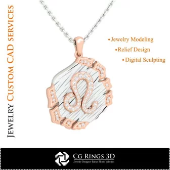 Leo Zodiac Pendant - 3D CAD Home, Bijoux 3D CAO, Pendentifs 3D CAO, Bijoux Vintage 3D CAO, Pendentifs du Zodiaque 3D, Bijoux Mod