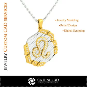 Leo Zodiac Pendant - 3D CAD Home, Bijoux 3D CAO, Pendentifs 3D CAO, Bijoux Vintage 3D CAO, Pendentifs du Zodiaque 3D, Bijoux Mod