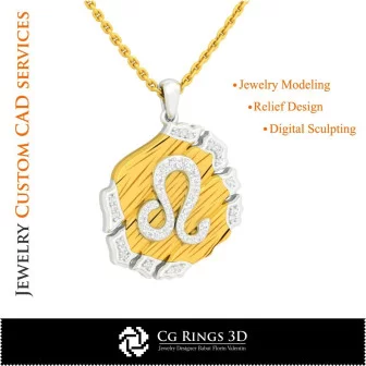 Leo Zodiac Pendant - 3D CAD Home, Bijoux 3D CAO, Pendentifs 3D CAO, Bijoux Vintage 3D CAO, Pendentifs du Zodiaque 3D, Bijoux Mod