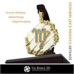 Virgo Zodiac Pendant - 3D CAD Home, Bijoux 3D CAO, Pendentifs 3D CAO, Bijoux Vintage 3D CAO, Pendentifs du Zodiaque 3D, Bijoux M