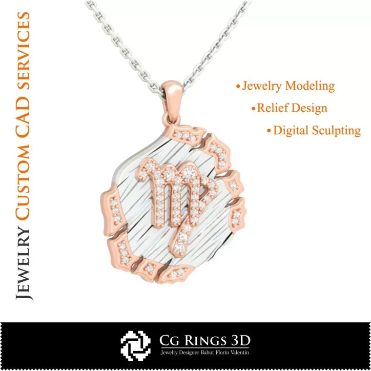 Virgo Zodiac Pendant - 3D CAD