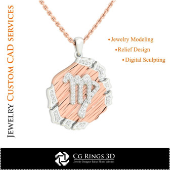 Virgo Zodiac Pendant - 3D CAD Home, Bijoux 3D CAO, Pendentifs 3D CAO, Bijoux Vintage 3D CAO, Pendentifs du Zodiaque 3D, Bijoux M