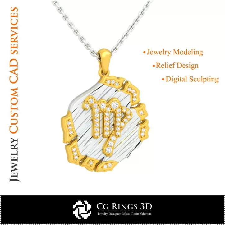 Colgante signo Virgo - CAD 3D
