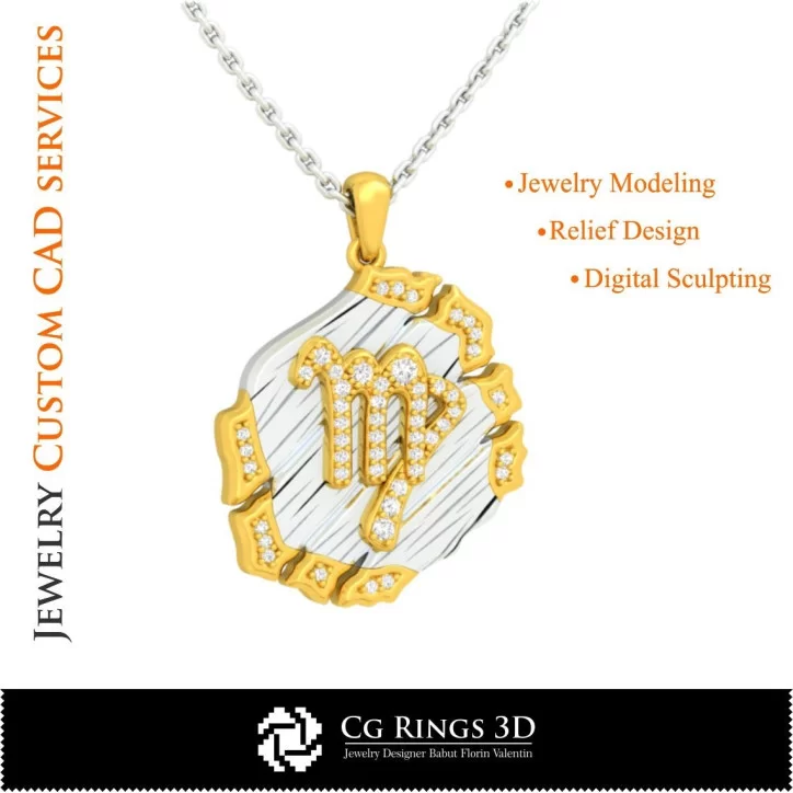 Virgo Zodiac Pendant - 3D CAD