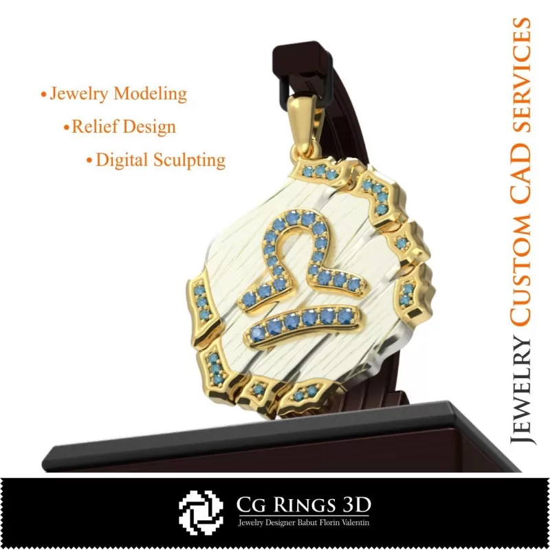 Colgante Zodiaco Libra - CAD 3D