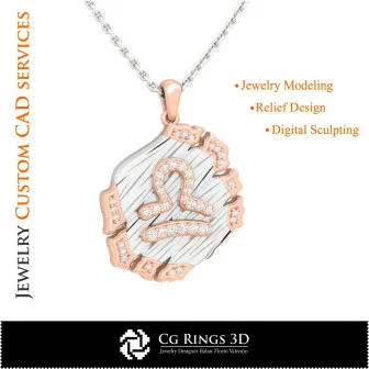 Libra Zodiac Pendant - 3D CAD Home, Jewelry 3D CAD, Pendants 3D CAD , Vintage Jewelry 3D CAD , 3D Zodiac Pendants, 3D Retro Mod