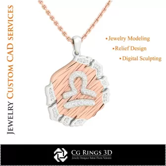 Pendentif Signe du Zodiaque Balance - CAO 3D Maison, CAO 3D Bijoux, CAO 3D Pendentifs, CAO 3D Bijoux Vintage, Pendentifs