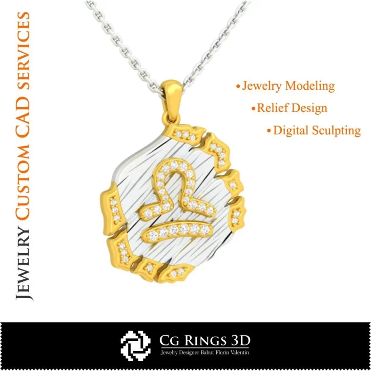 Libra Zodiac Pendant - 3D CAD