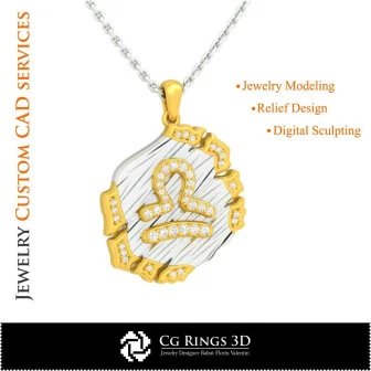 Libra Zodiac Pendant - 3D CAD Home, Bijoux 3D CAO, Pendentifs 3D CAO, Bijoux Vintage 3D CAO, Pendentifs du Zodiaque 3D, Bijoux M