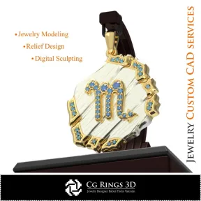 Scorpio Zodiac Pendant - 3D CAD Home,  Jewelry 3D CAD, Pendants 3D CAD , 3D Zodiac Pendants