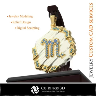 Scorpio Zodiac Pendant - 3D CAD Home, Bijoux 3D CAO, Pendentifs 3D CAO, Pendentifs du Zodiaque 3D