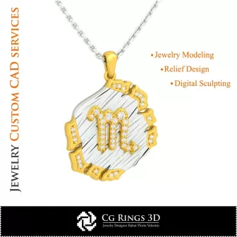 Colgante Signo Escorpio - CAD 3D para Hogar, CAD 3D de Joyería, CAD 3D de Colgantes, Colgantes Zodiacales 3D