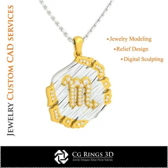 Scorpio Zodiac Pendant - 3D CAD Home, Bijoux 3D CAO, Pendentifs 3D CAO, Pendentifs du Zodiaque 3D