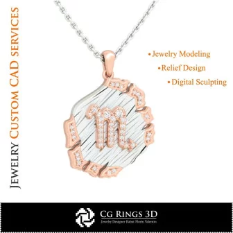 Scorpio Zodiac Pendant - 3D CAD Home, Jewelry 3D CAD, Pendants 3D CAD , 3D Zodiac Pendants