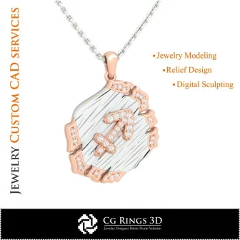 Sagittarius Zodiac Pendant - 3D CAD Home, Bijoux 3D CAO, Pendentifs 3D CAO, Bijoux Vintage 3D CAO, Pendentifs du Zodiaque 3D, Bi