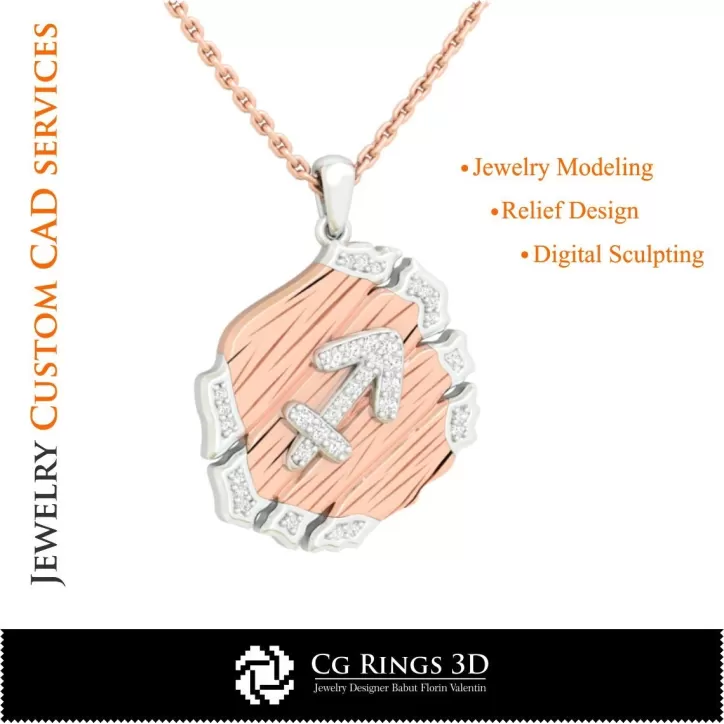 Pendentif Signe du Sagittaire - DAO 3D
