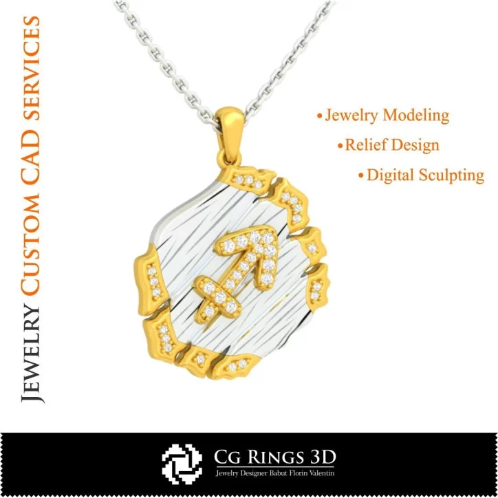 Sagittarius Zodiac Pendant - 3D CAD